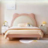 White Bear-Shaped Upholstered Low Clearance Kids Bed Image - 2