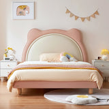 White Bear-Shaped Upholstered Low Clearance Kids Bed Image - 5