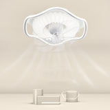 White Bedroom Clear Blades Geometric Ceiling Fan Light Image - 1