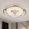 White Bedroom Clear Blades Geometric Ceiling Fan Light Image - 2