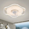 White Bedroom Clear Blades Geometric Ceiling Fan Light Image - 3