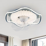 White Bedroom Clear Blades Geometric Ceiling Fan Light Image - 5