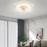 White Bedroom Clear Blades Geometric Ceiling Fan Light Image - 6