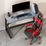 White-Black Stone Rectangular Iron Sled Gaming Desk Image - 11