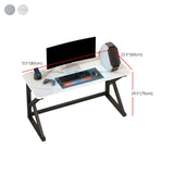 White-Black Stone Rectangular Iron Sled Gaming Desk Image - 15