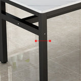 White-Black Wood Rectangle Metal Base Dining Room Set Image - 9