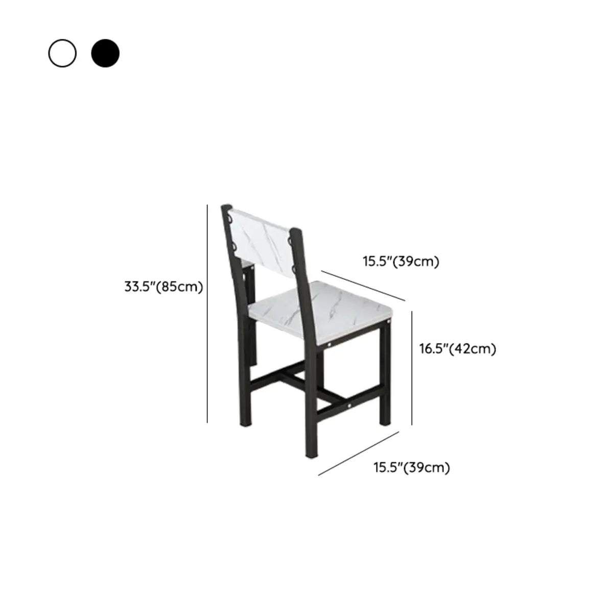 White-Black Wood Rectangle Metal Base Dining Room Set Image - 14