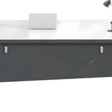 White-Black Wood Shelf Drawers L-Shape Computer Desk Image - 6