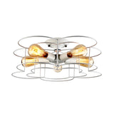 White Bloom-Shaped Wire Caged Flush Mount Light 5-Light Image - 4