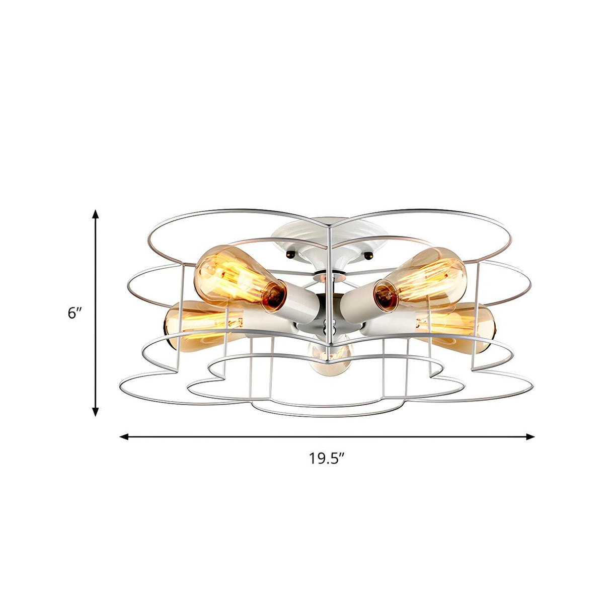 White Bloom-Shaped Wire Caged Flush Mount Light 5-Light Image - 5