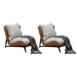 White-Brown Removable Flannel Loose Back Lounge Chair Image - 11