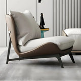 White-Brown Removable Flannel Loose Back Lounge Chair Image - 3