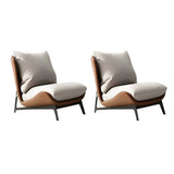 White-Brown Removable Flannel Loose Back Lounge Chair Image - 4