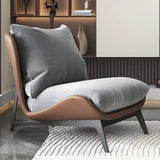 White-Brown Removable Flannel Loose Back Lounge Chair Image - 5