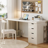 White Butcher Block Soft Close Drawer Computer Desk Image - 1