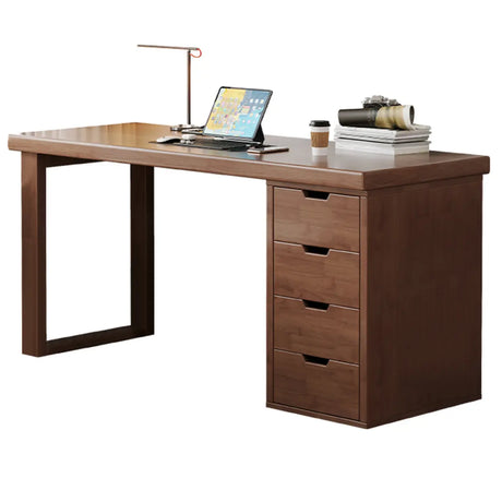 White Butcher Block Soft Close Drawer Computer Desk Image - 2