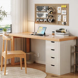 White Butcher Block Soft Close Drawer Computer Desk Image - 6