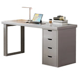 White Butcher Block Soft Close Drawer Computer Desk Image - 7