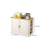 White Cabinet Stationary Rectangle Wood Kitchen Island Image - 15