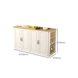 White Cabinet Stationary Rectangle Wood Kitchen Island Image - 21