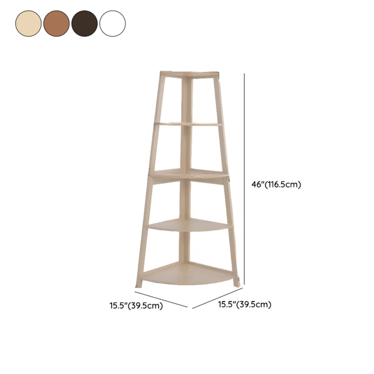 White Casual Corner Ladder Wood Open Display Bookshelf 