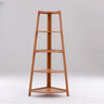 White Casual Corner Ladder Wood Open Display Bookshelf Image - 4