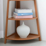 White Casual Corner Ladder Wood Open Display Bookshelf Image - 6