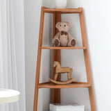 White Casual Corner Ladder Wood Open Display Bookshelf Image - 8