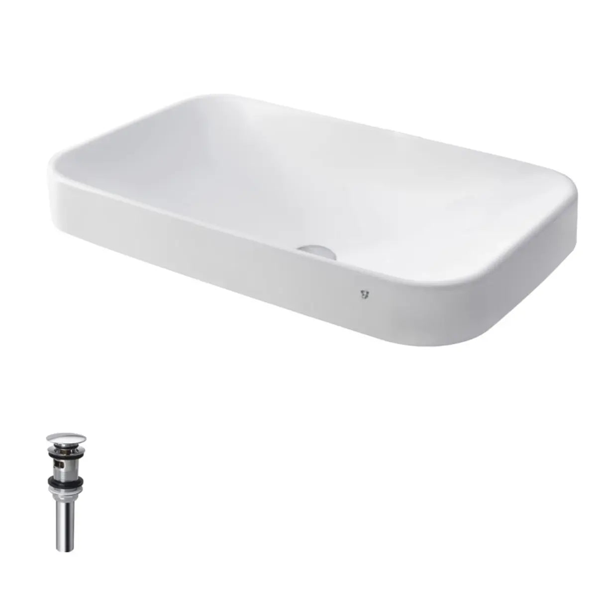 White Center Trapway Vitreous China Rectangle Bowl Sink Image - 11