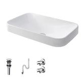 White Center Trapway Vitreous China Rectangle Bowl Sink Image - 12