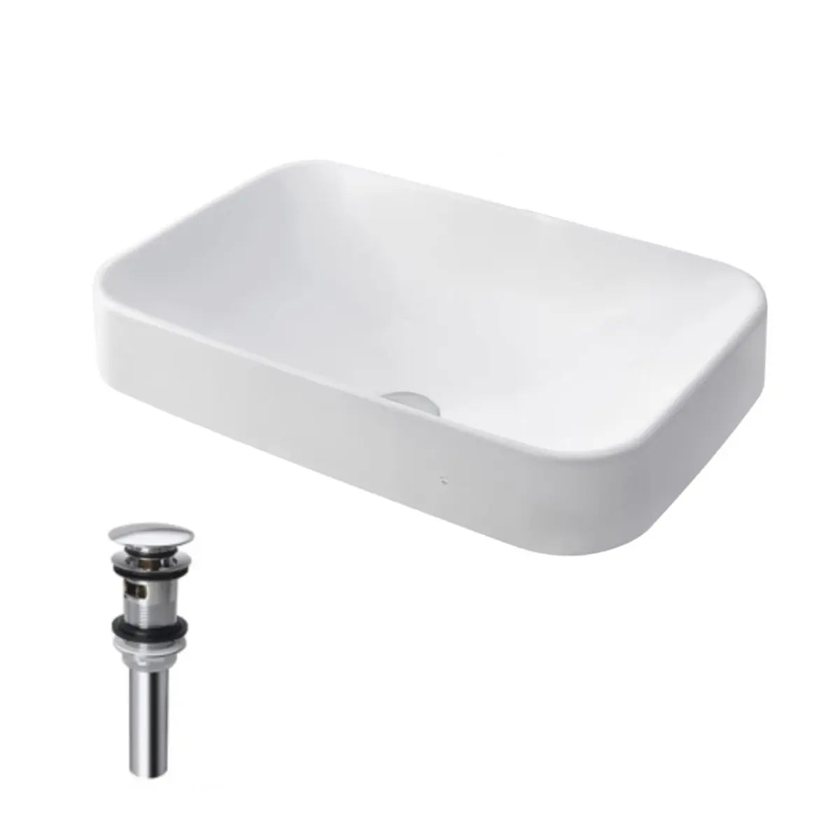 White Center Trapway Vitreous China Rectangle Bowl Sink Image - 3