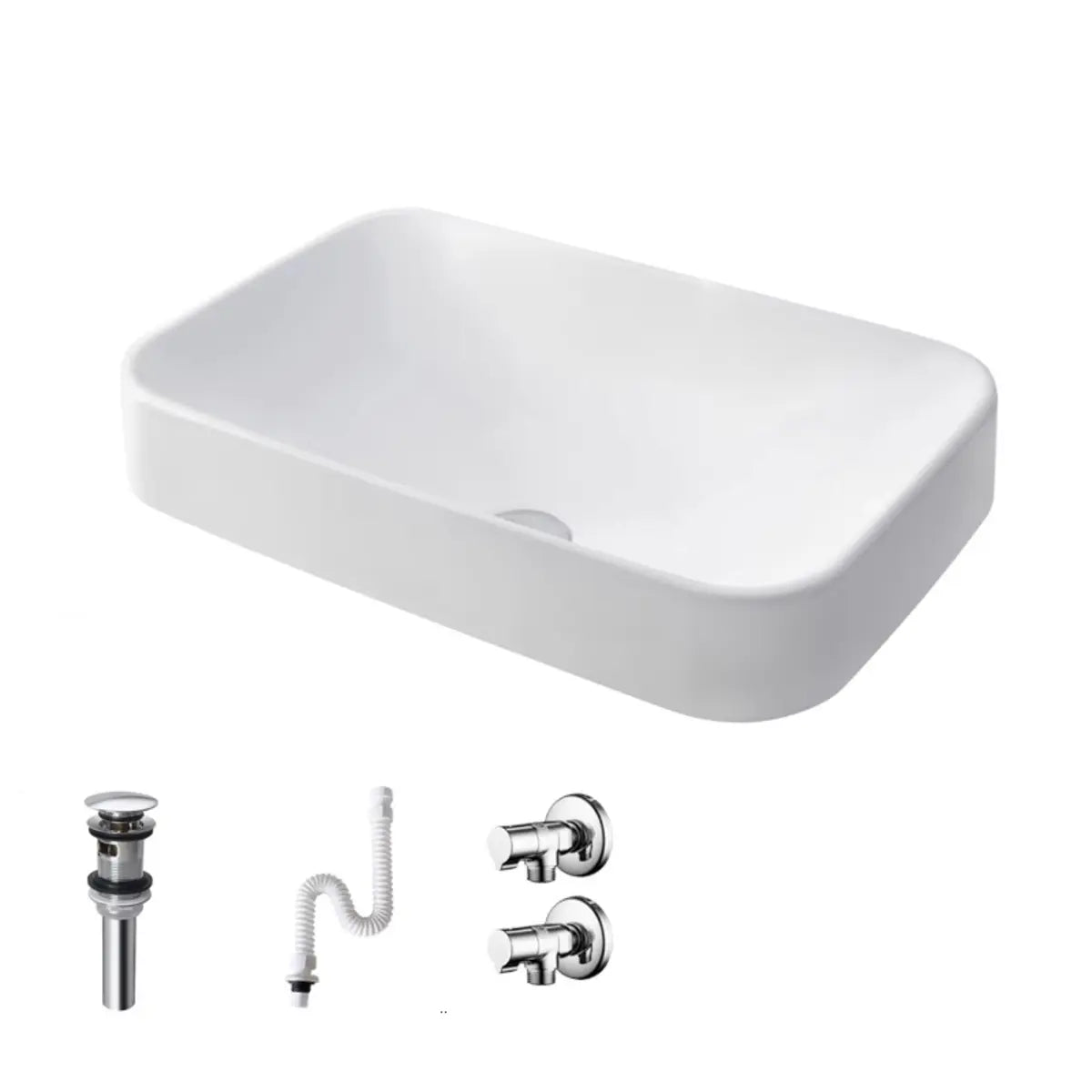 White Center Trapway Vitreous China Rectangle Bowl Sink Image - 5