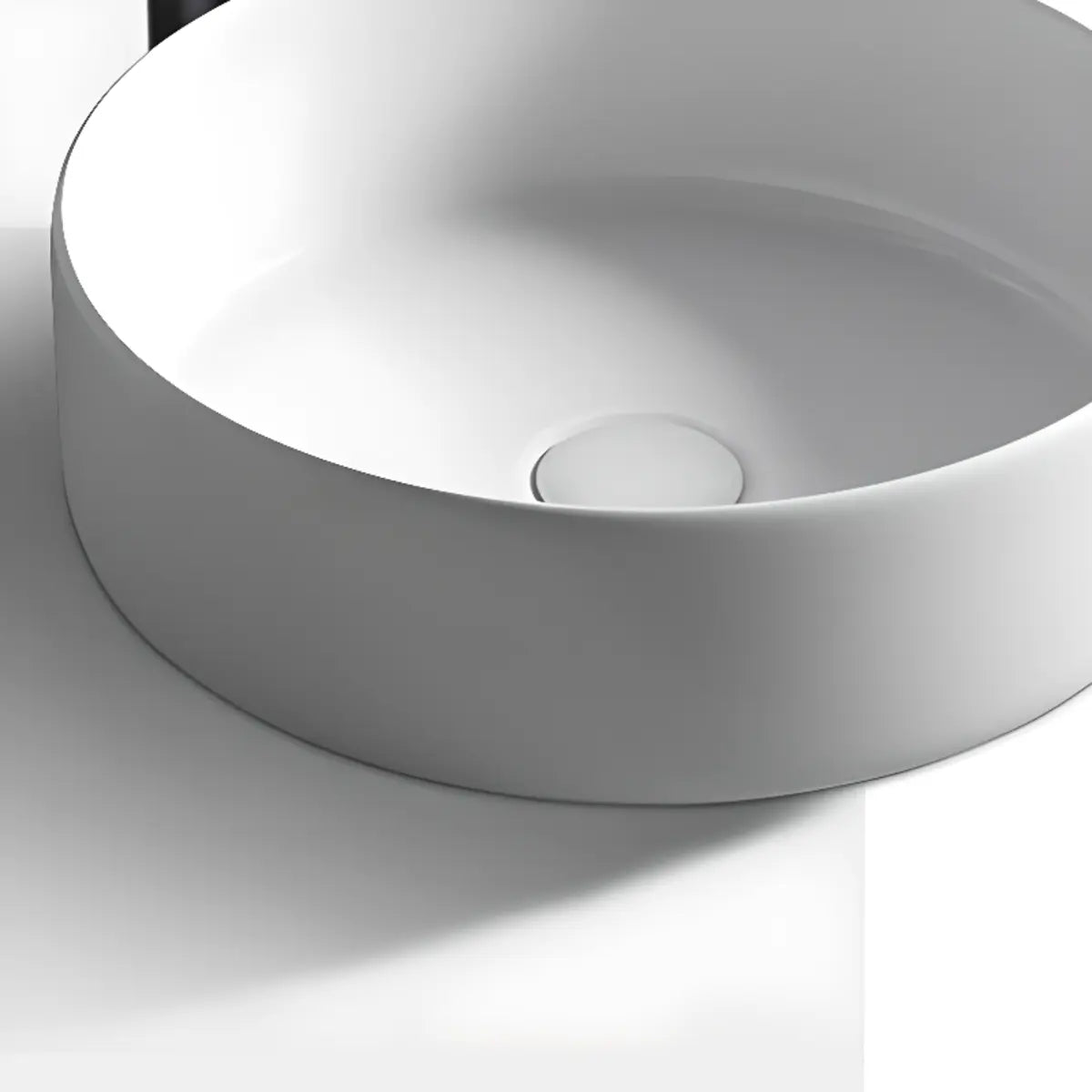 White Ceramic Center Trapway Circular Bowl Sink Image - 6