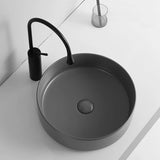 White Ceramic Center Trapway Circular Bowl Sinks Image - 11