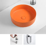 White Ceramic Center Trapway Circular Bowl Sinks Image - 9