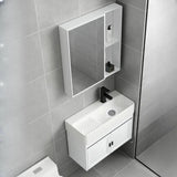 White Ceramic Single Sink Bathroom Vanity with Shelves Image - 11