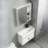 White Ceramic Single Sink Bathroom Vanity with Shelves Image - 9