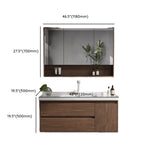 White Ceramic Top Sink Walnut Wood Storage Bathroom Vanity #size