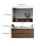 White Ceramic Top Sink Walnut Wood Storage Bathroom Vanity Image - 19