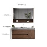 White Ceramic Top Sink Walnut Wood Storage Bathroom Vanity Image - 20