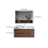 White Ceramic Top Sink Walnut Wood Storage Bathroom Vanity Image - 21