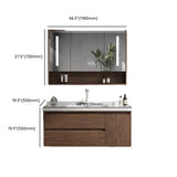 White Ceramic Top Sink Walnut Wood Storage Bathroom Vanity Image - 24