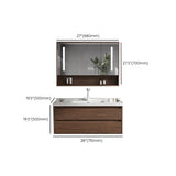 White Ceramic Top Sink Walnut Wood Storage Bathroom Vanity Image - 25