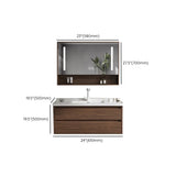 White Ceramic Top Sink Walnut Wood Storage Bathroom Vanity Image - 29