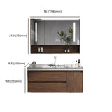 White Ceramic Top Sink Walnut Wood Storage Bathroom Vanity Image - 30