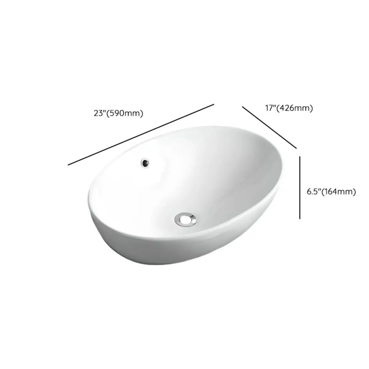 White Circular Ceramic Vessel Sinks with Overflow Hole Image - 17