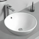 White Circular Ceramic Vessel Sinks with Overflow Hole Image - 3