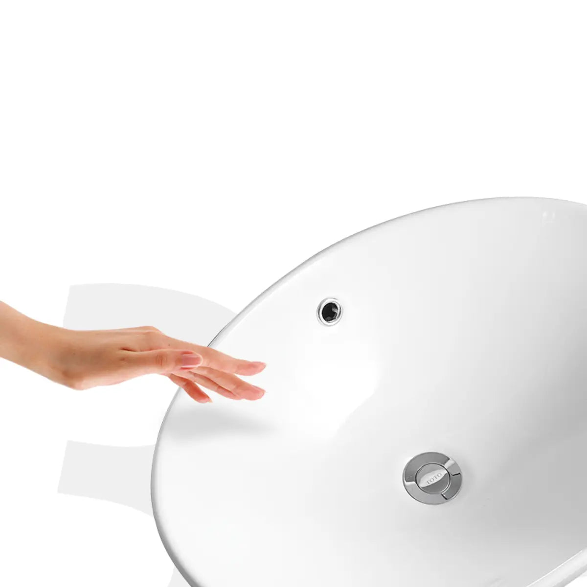 White Circular Ceramic Vessel Sinks with Overflow Hole Image - 4