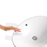 White Circular Ceramic Vessel Sinks with Overflow Hole Image - 4