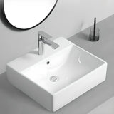 White Circular Ceramic Vessel Sinks with Overflow Hole Image - 6